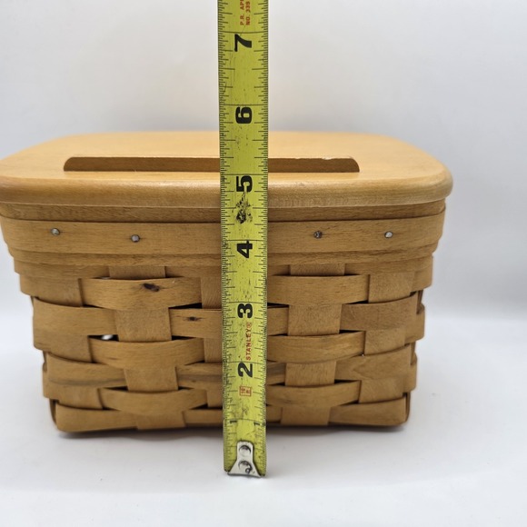 Vintage Longaberger Woodcrafts Rectangular Basket with Wooden Lid Handwoven - Picture 8 of 8